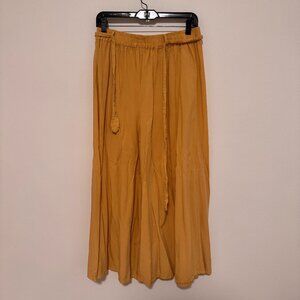Baggy Wide Leg Palazzo Pants, Yellow, One Size